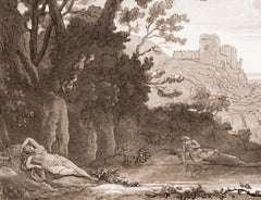 Narciso and Echo -  B/W Etching after Claude Lorrain - 1815