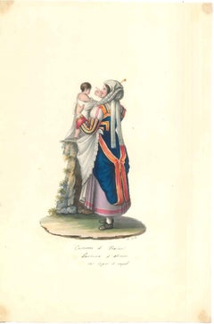 Costume di Fraine - Acquerello di M. De Vito - 1820 ca.