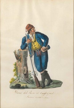 Uomo del Paese di Carafa Greci - Acuarela de M. De Vito - 1820 ca.