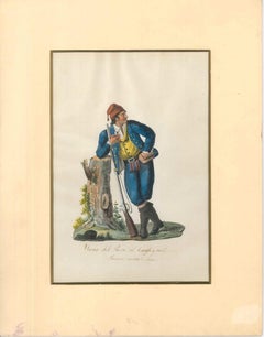 Uomo del Paese di Carafa Greci - Watercolor by M. De Vito - 1820 ca.