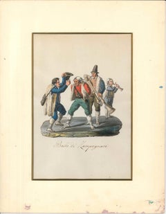 Ballo de' Zampognari - Acquerello di M. De Vito - 1820 ca.