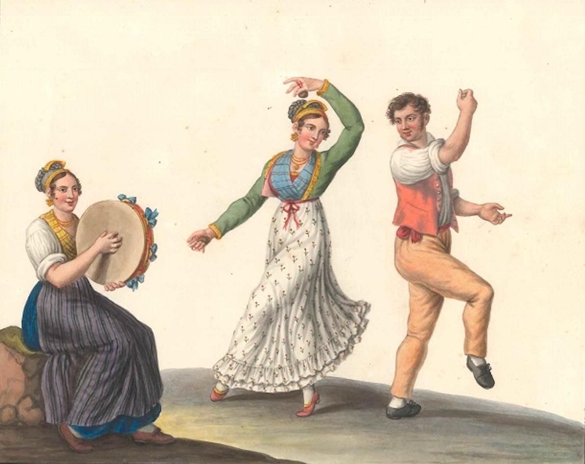 Michela De Vito - La Tarantella - Watercolor by M. De Vito - 1820 ca ...