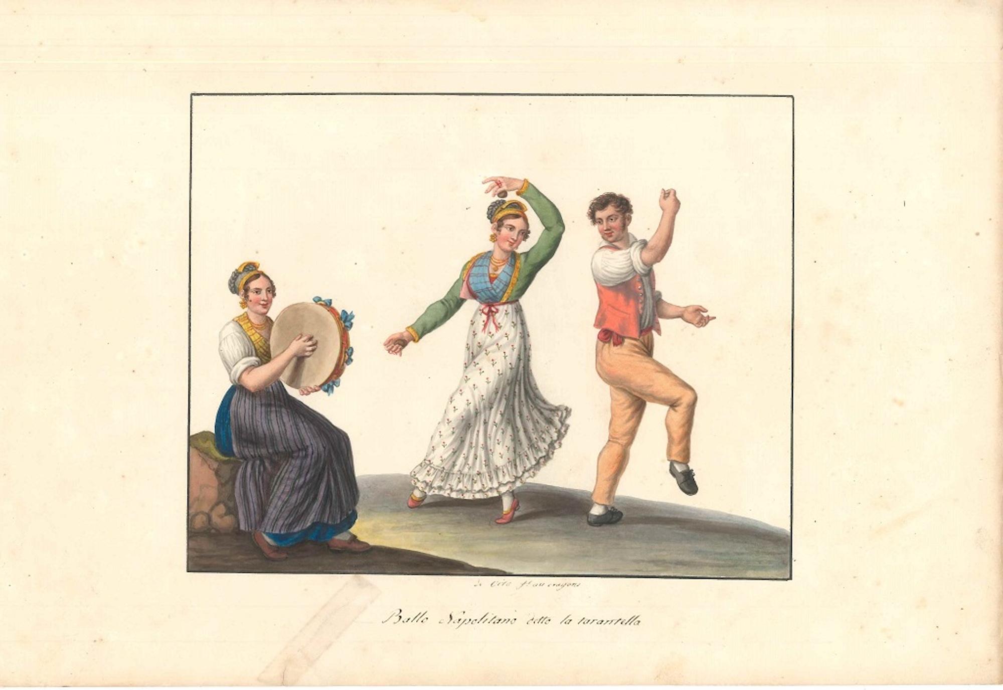 La Tarantella - Watercolor by M. De Vito - 1820 ca. - Art by Michela De Vito