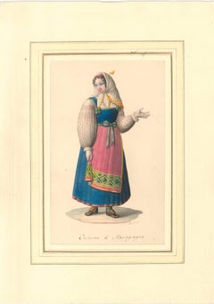 Traje de Massagrogna - Acuarela de M. De Vito - 1820 ca.