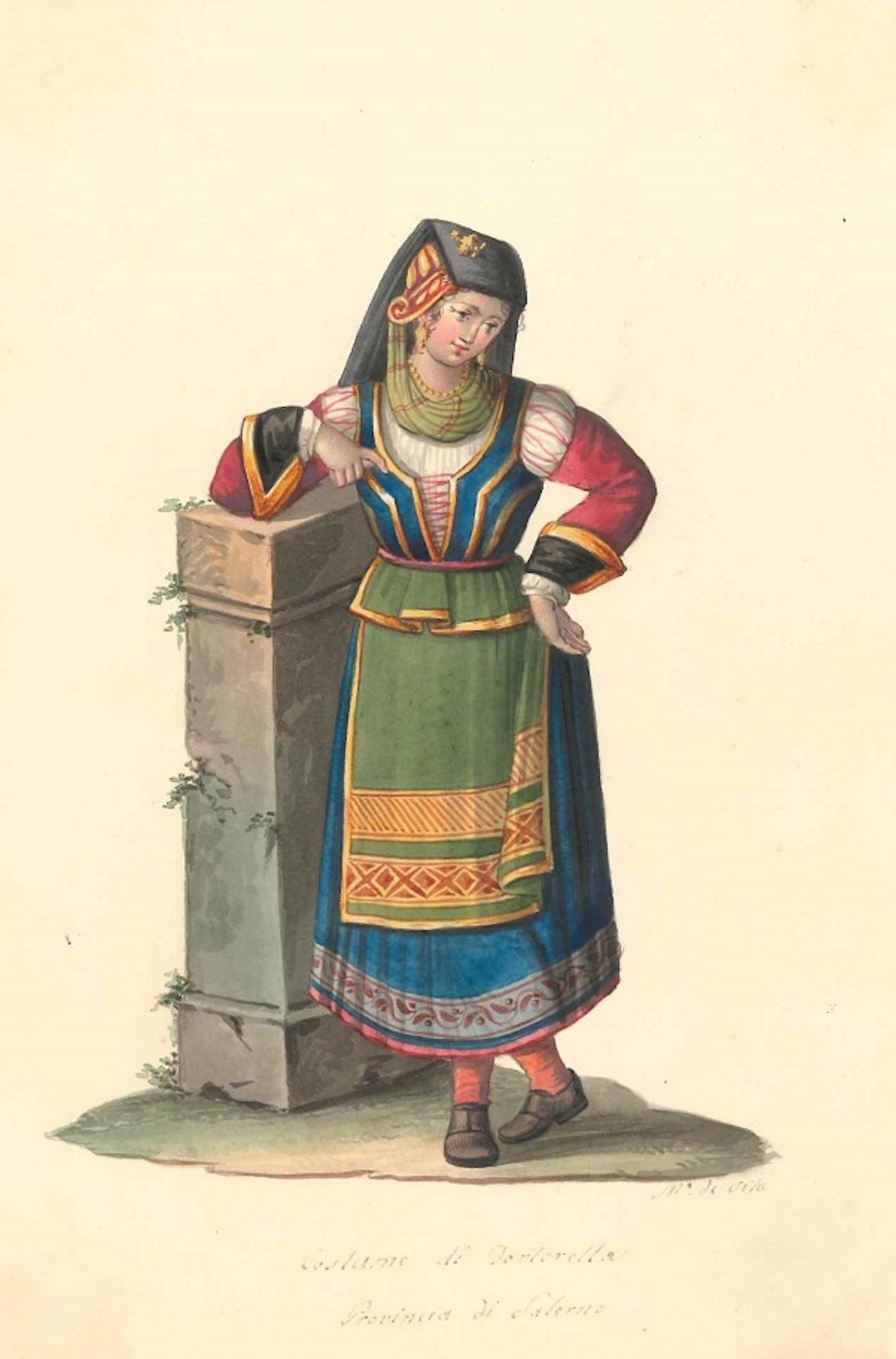 Costume di Tortorella - Watercolor by M. De Vito - 1820 ca.