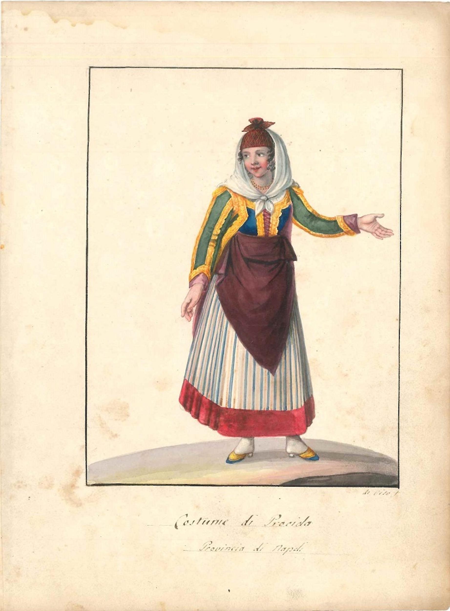 Costume di Procida - Watercolor by M. De Vito - 1820 ca. - Art by Michela De Vito