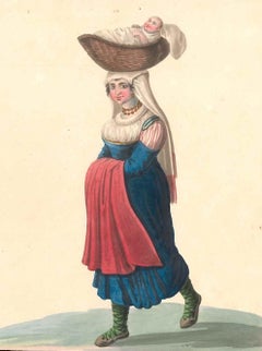 Traje de Cajazzo   - Acuarela de M. De Vito - 1820 ca.