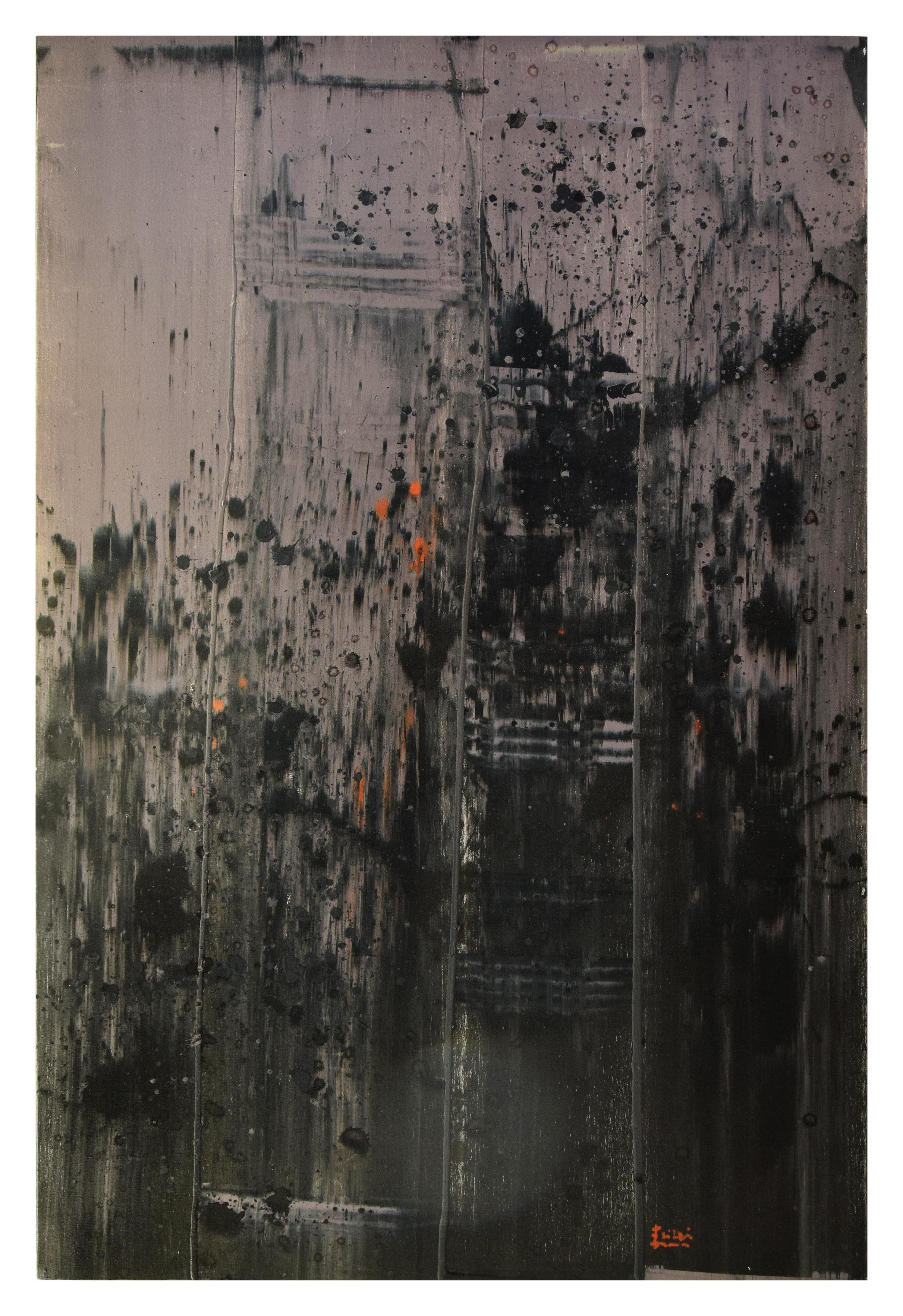 Grigio Naturale 05 ist ein hypnotisches abstraktes Gemälde des zeitgenössischen Künstlers Li Lei aus dem Jahr 2007.

Dieses vertikale Original-Kunstwerk stellt eine abstrakte Komposition in verschiedenen Grautönen dar. Die Pinselführung ist