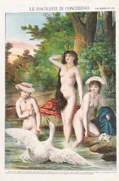 The Bathers In The Congress -  Lithograph by Augusto Grossi - 1860s