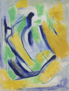 Expressionnisme bleu, jaune et vert - Peinture à l'huile de Giorgio Lo Fermo