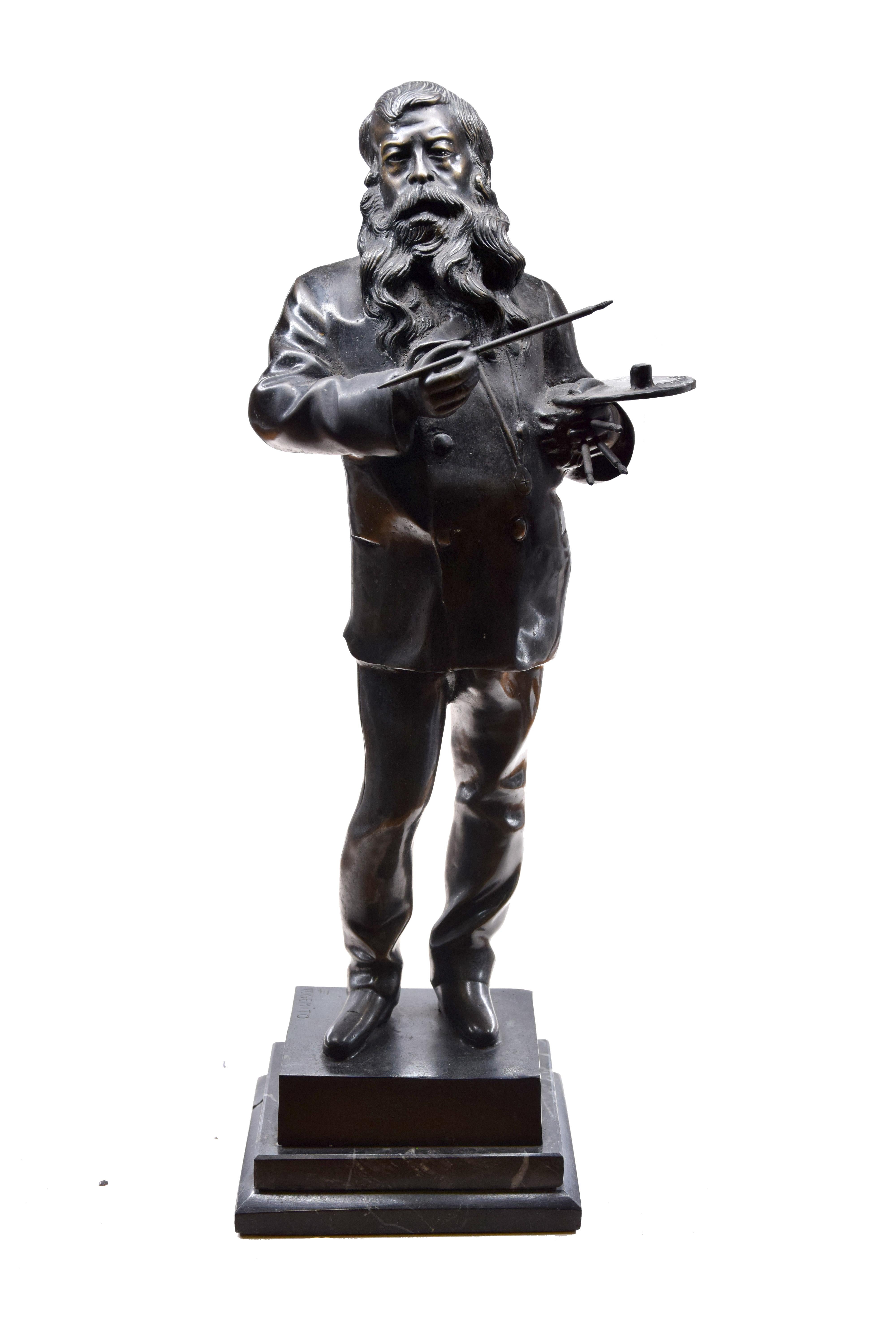 The Artist - Bronze Sculpture by Vincenzo Gemito - End of 19th Century