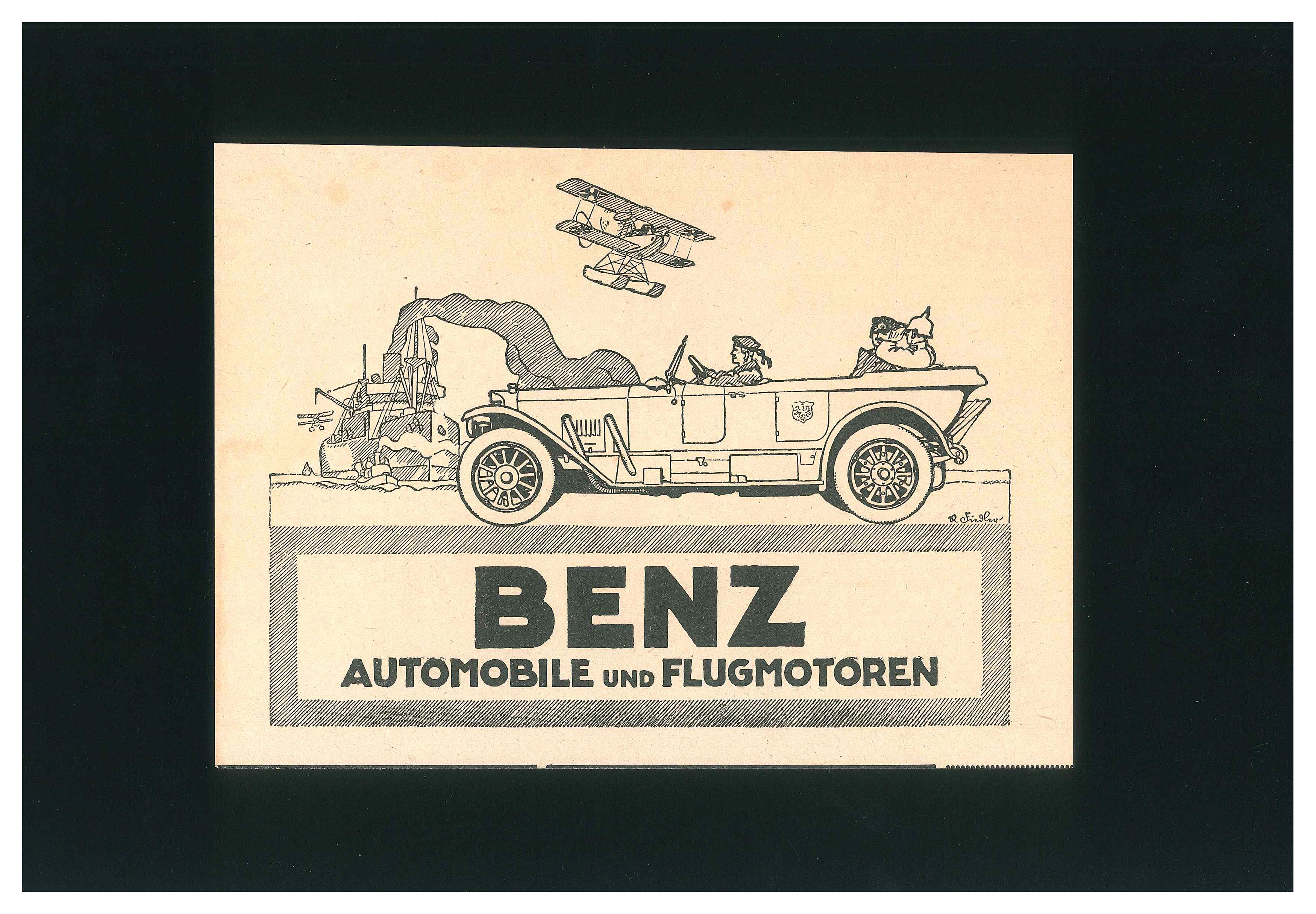 Benz Automobil-Werbe – Original Vintage-Werbe auf Papier – 1910/20 – Art von Unknown