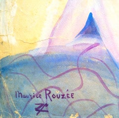 Nu Liliac - Tempera d'origine sur papier de Maurice Rouzée - années 1940