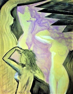 Nudes - Original Tempera on Paper by Maurice Rouzée - 1930
