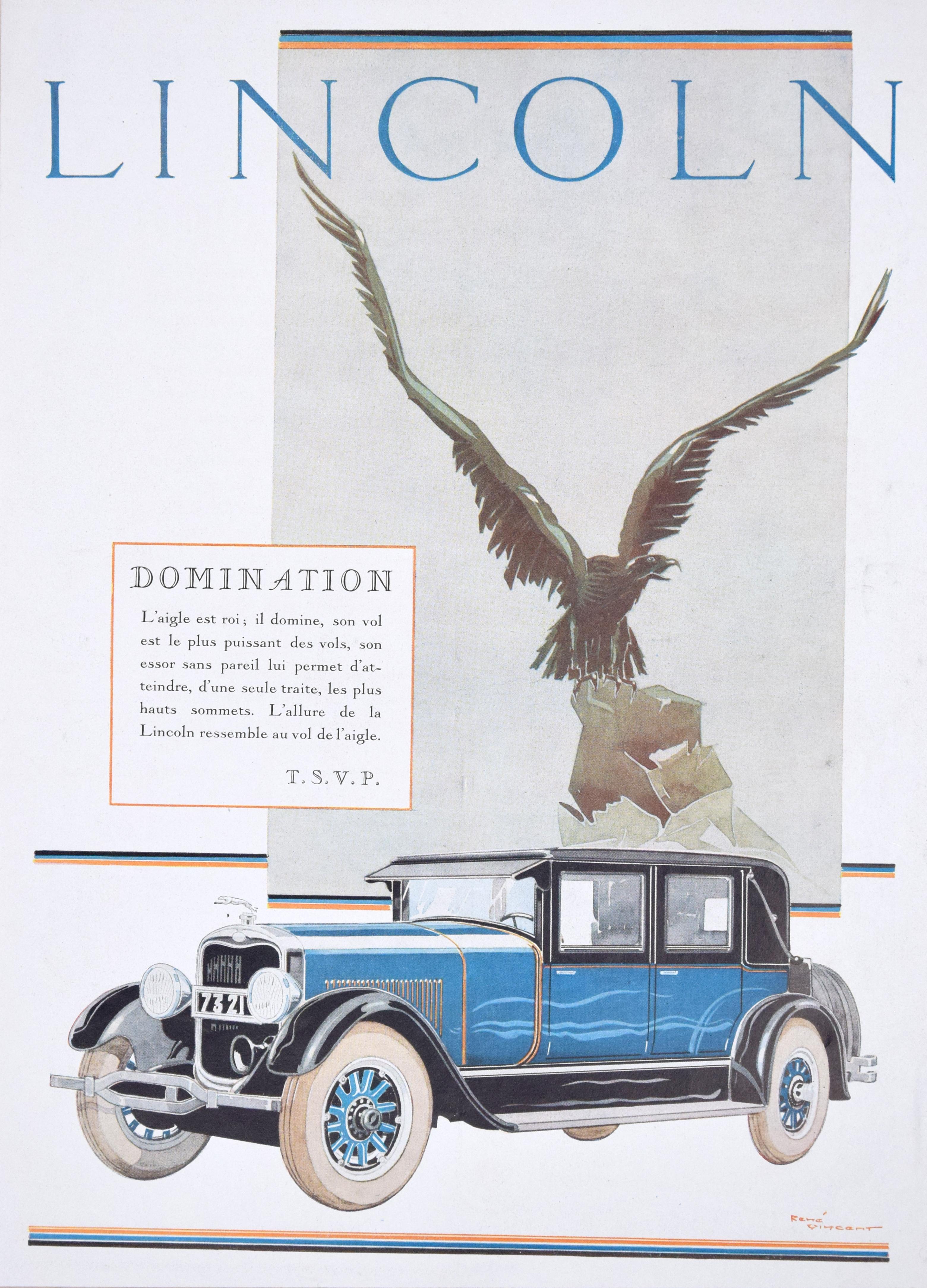 Lincoln Domination – Original Vintage-Werbe auf Papier – frühes 20. Jahrhundert (Art déco), Art, von Unknown