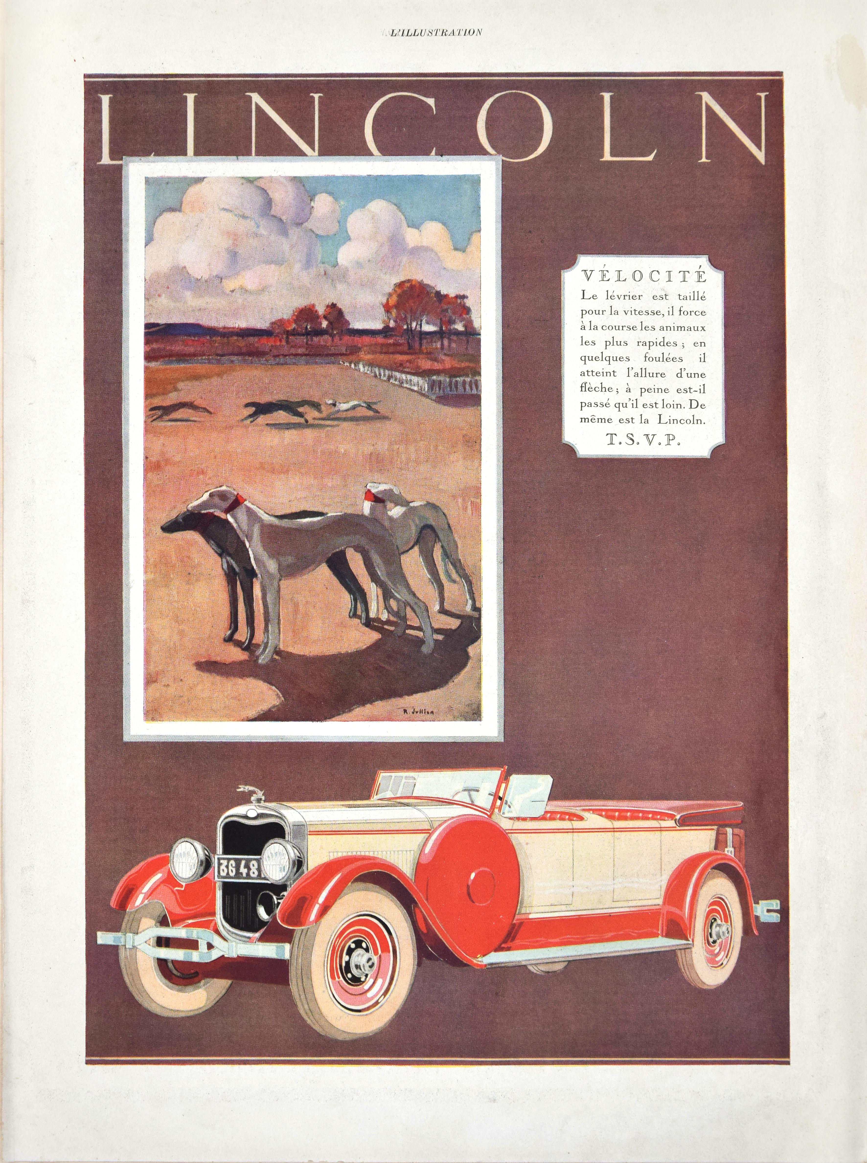 Lincoln Velocity - Original Vintage Advertising on Paper - 1927