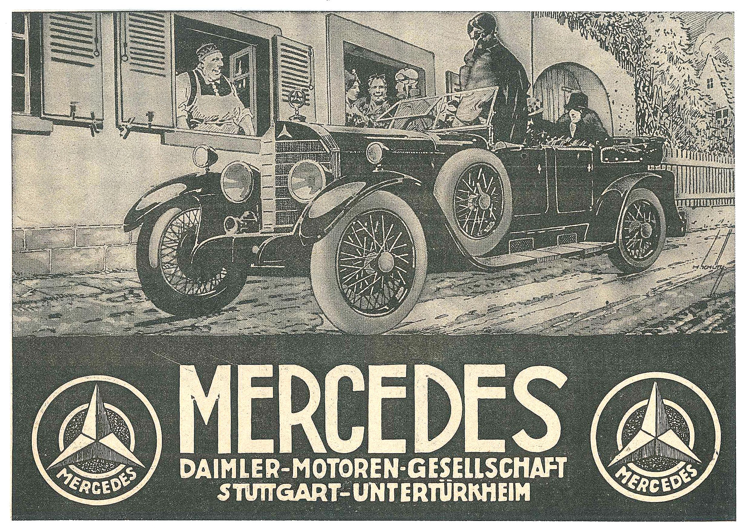 Mercedes - Original Vintage Advertising on Paper - Early 20th Century - Art by Unknown