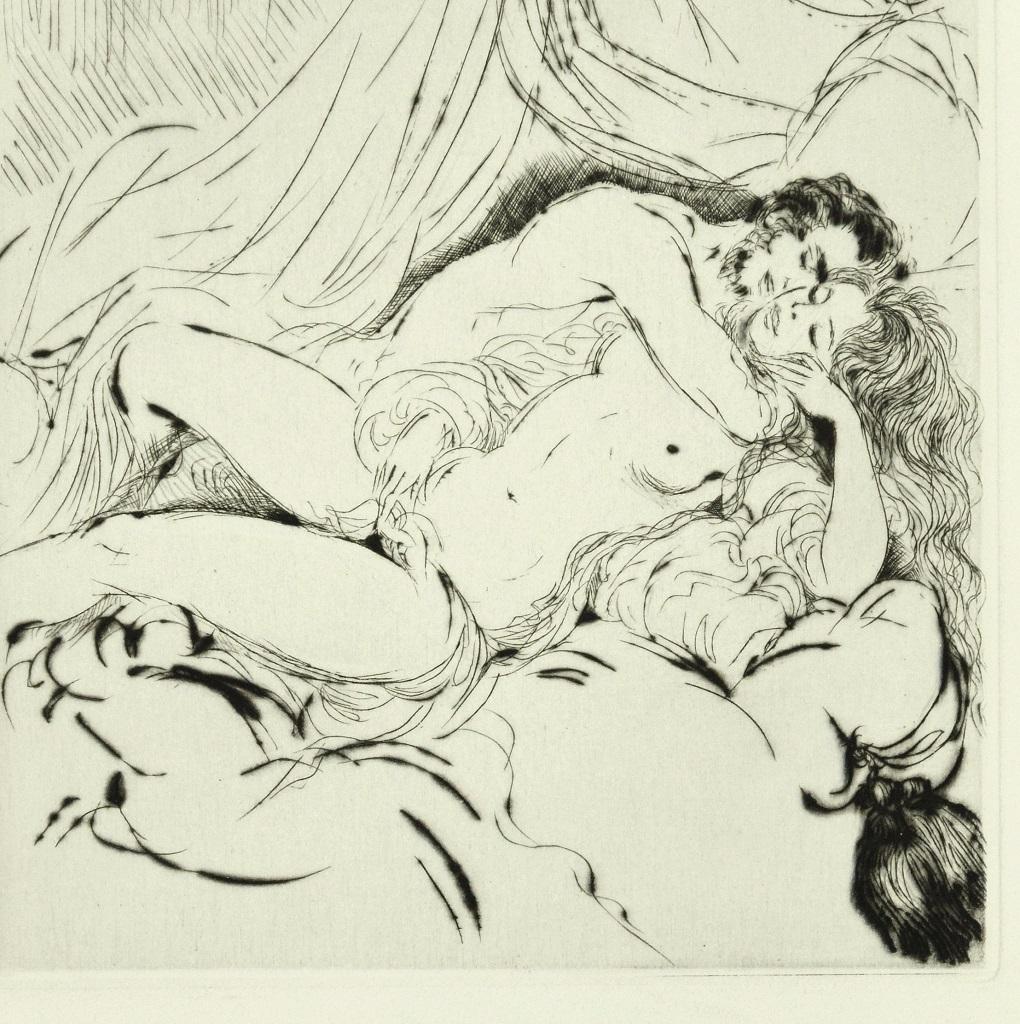 Sexual Encounter - Original Etching ad Drypoint by A. Doré - Late 1900 - Print by Amandine Doré