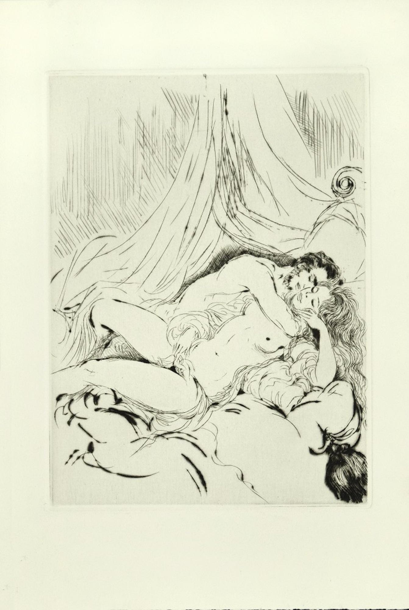 Comédie sexuelle - Affiche originale d'eau-forte à la pointe sèche de A. Doré - fin 1900