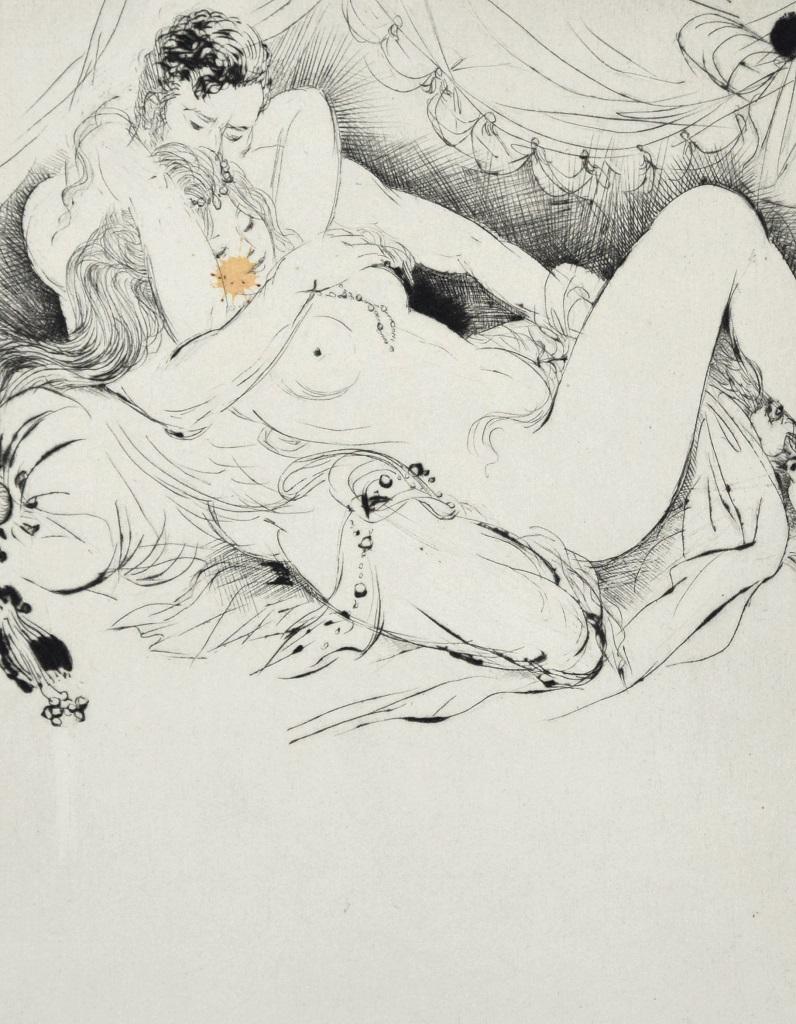 Sexual Encounter - Original Etching ad Drypoint by A. Doré - Late 1900 - Print by Amandine Doré