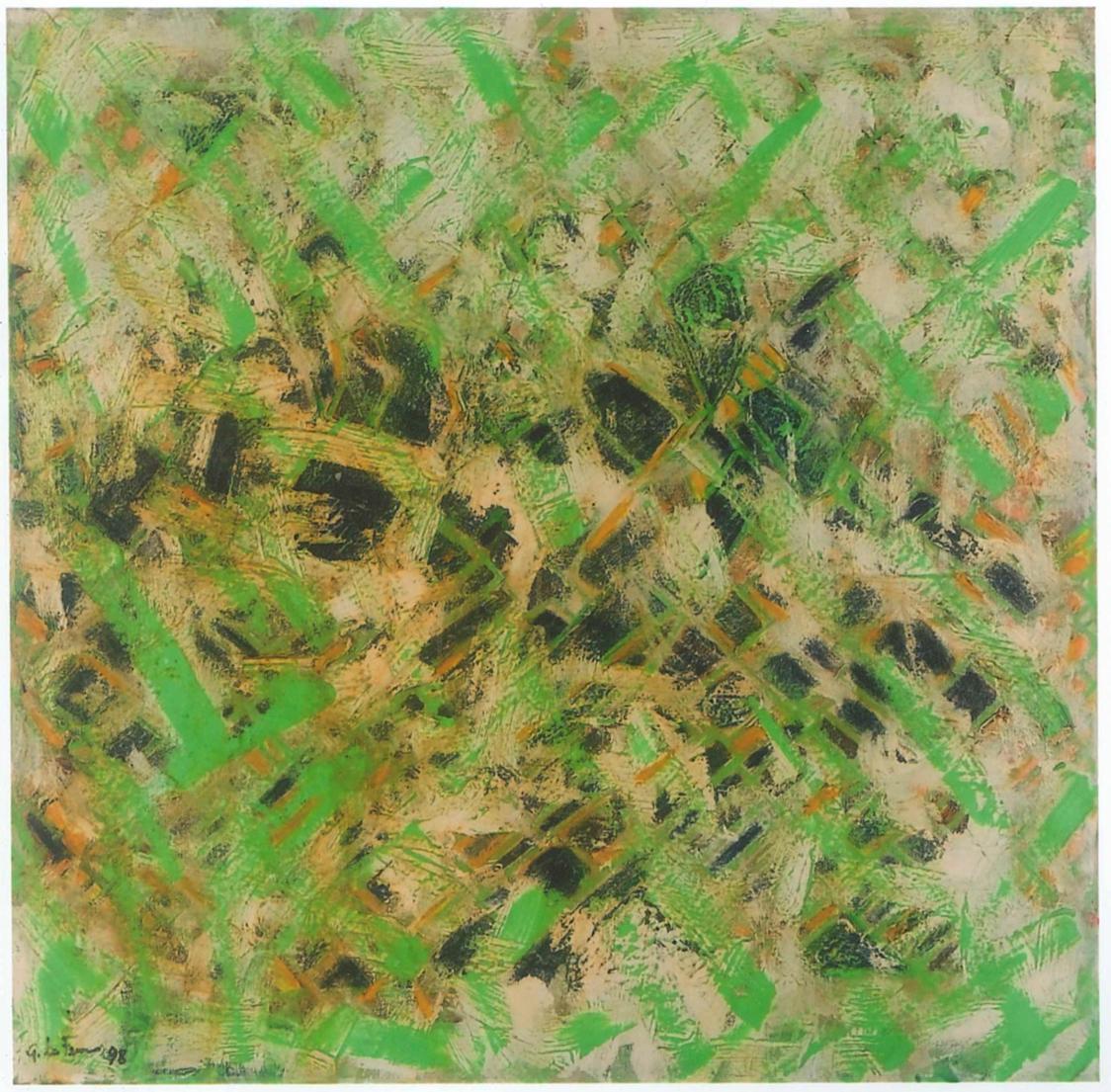 Abstract Expression ist ein Originalkunstwerk von Giorgio Lo Fermo aus dem Jahr 1998.

Öl auf Leinwand und Marmorstaub. Das Kunstwerk ist unten links handsigniert. 

Diese zeitgenössische abstrakte Komposition wurde 1998 von Giorgio Lo Fermo
