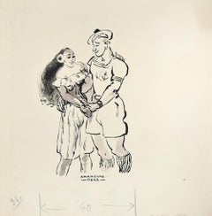 C’est Penis - Original China Ink and Watercolor by A. Doré - Late 1950s