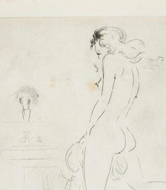 Woman in the Bathroom- Original Etching ad Drypoint by A. Doré -1950s