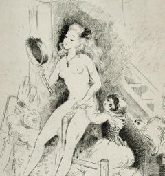 Erotic Scene - Etching ad Drypoint by A. Doré -1950s