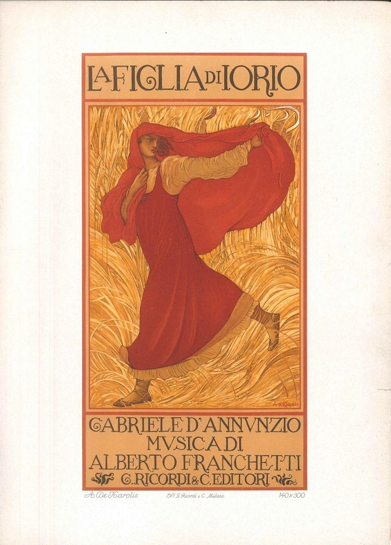 Adolfo de Carolis La Figlia di Iorio Original Color Lithograph by A