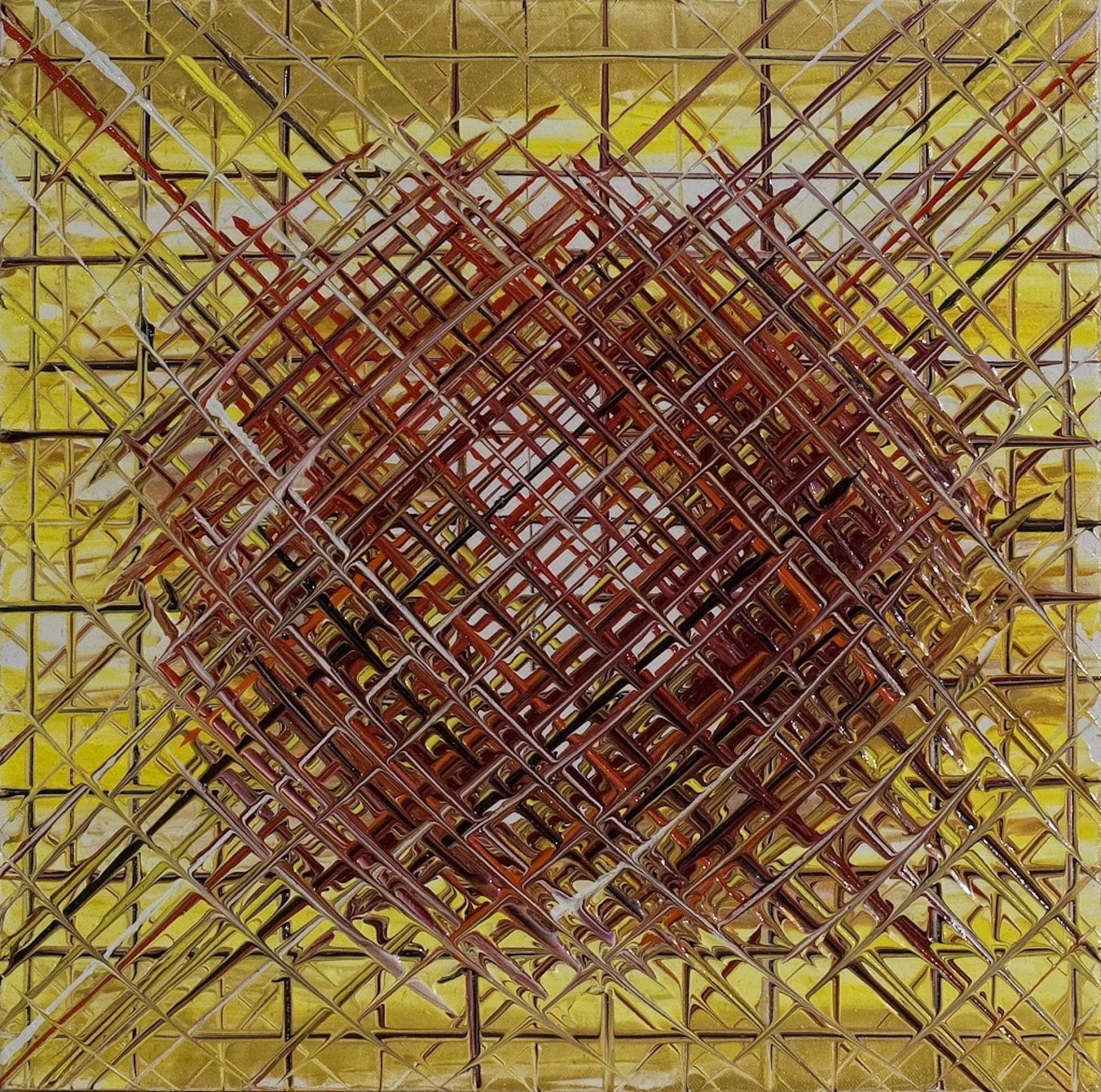 Astro 021, Vibrafusion is an acrylic on canvas, realized in 2017 by Nikolay Deliyanev.

Excellent conditions. This artwork comes with its certificate of authenticity.

A unique painting representing a three-dimensional orange sphere on a yellow