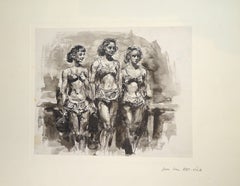 Women - Original China Ink and Watercolor by J.L. Rey Vila - 1950s