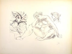 Female Nude with Portraits  - Original Lithograph by Raymond Veysset