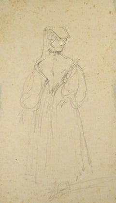 La Sorrentine - Original Pencil Drawing by Horace Vernet - Mid 1800