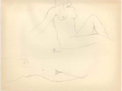 Group of Female Nudes - Original Pencil Drawing by Ernest Rouart - 1890s