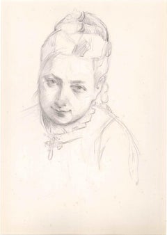 Portrait of a Woman - Original Pencil Drawing Late 19th Century