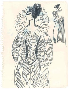 Sketch for a Costume - Original Penmark on Paper by A. Matheos