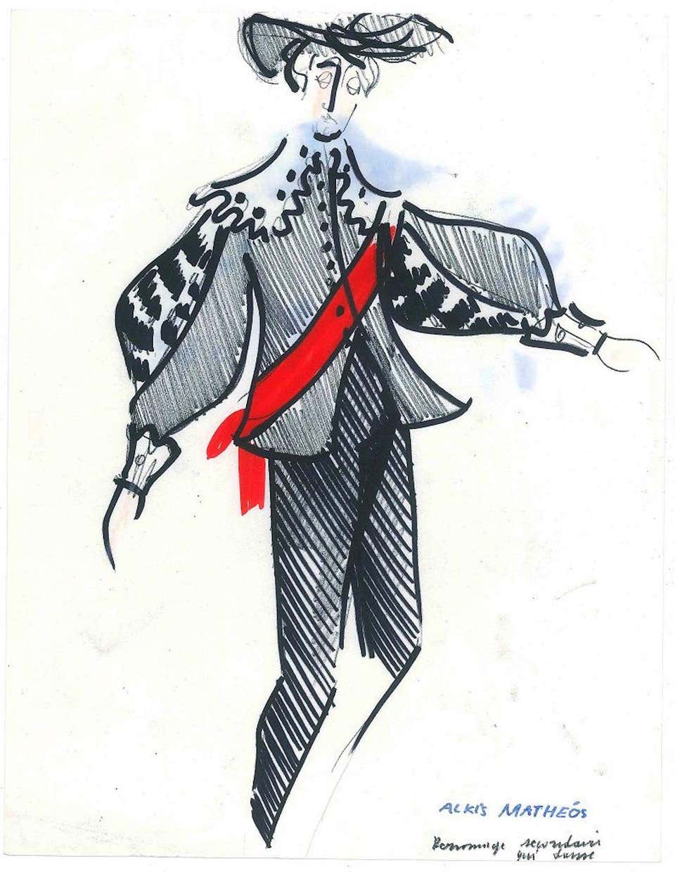 Alkis Matheos - Le Danseur - Original Penmark and Pastel by A. Matheos ...