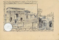 Settimio Severo Triumphal Arch - Original China Ink Drawing by A. Terzi - 1899