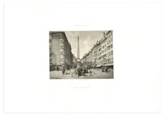 For Interieur de Geneve. Fontaine et Rue de Coutance - Litografia di A. Fontanesi