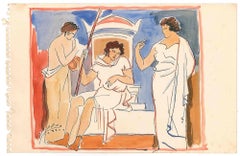 The Handmaids - Original Watercolor and china ink on Paper by A. Matheos
