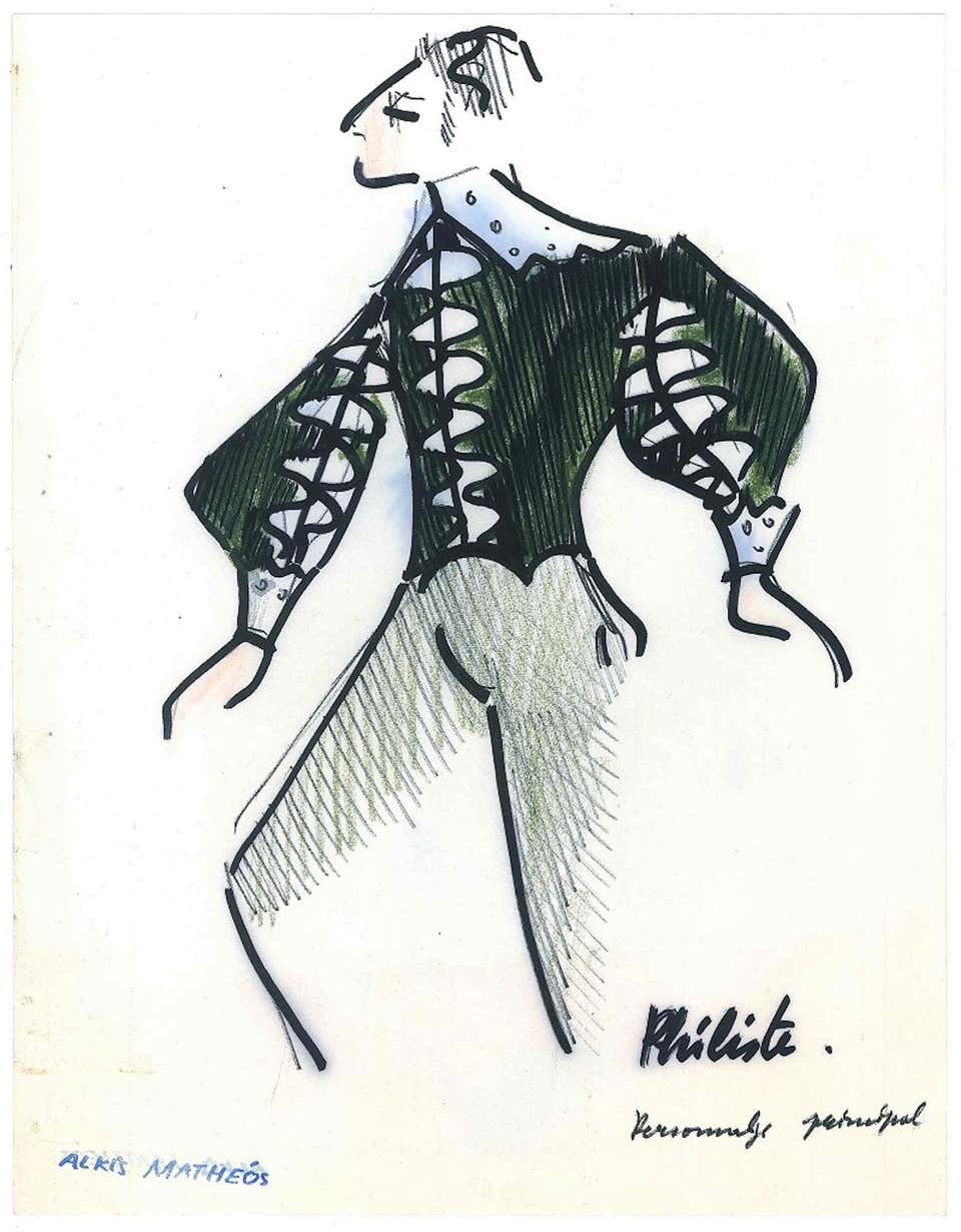 Alkis Matheos - Proof for a Costume - Original Tempera by A. Matheos ...