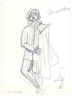 Sketch for a Prince Costume   - Original China Ink on Paper by A. Matheos