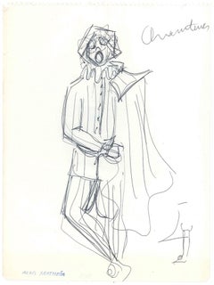 Sketch for a Prince Costume   - Original China Ink on Paper by A. Matheos 