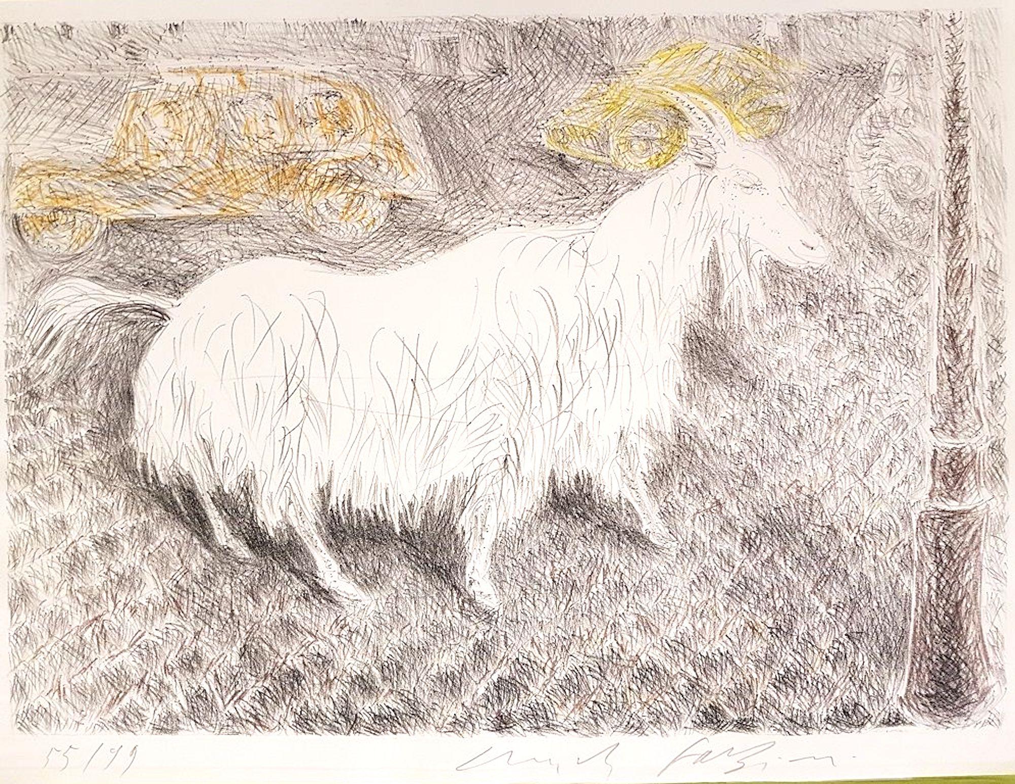 The Goat - Original Lithograph by Pericle Fazzini - 1971