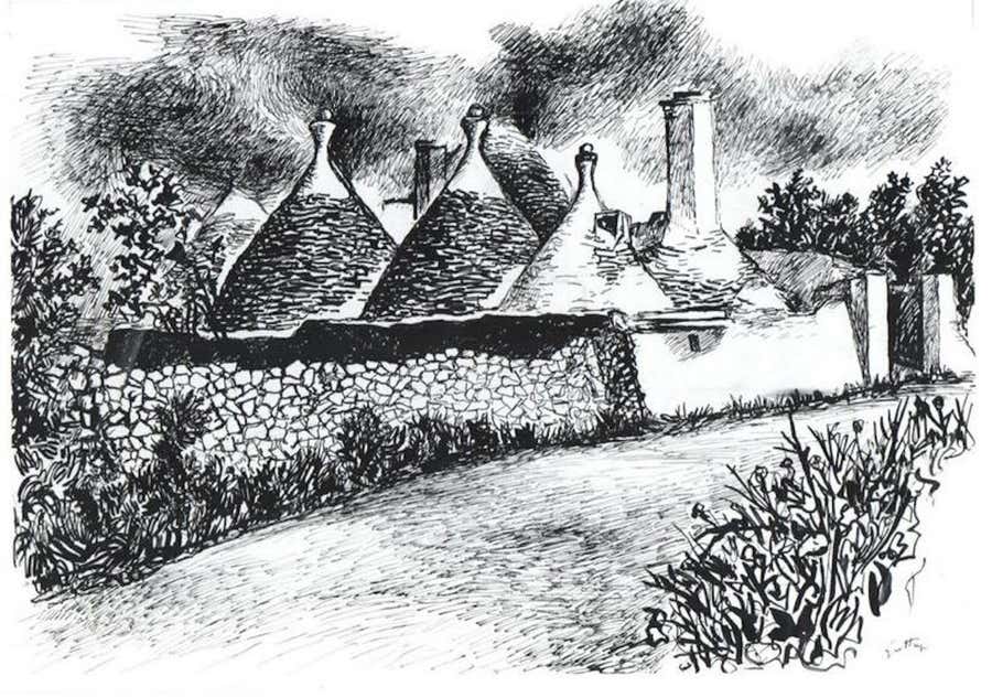 Trulli in Alberobello - Ink Drawing by Renato Guttuso - 1978/79