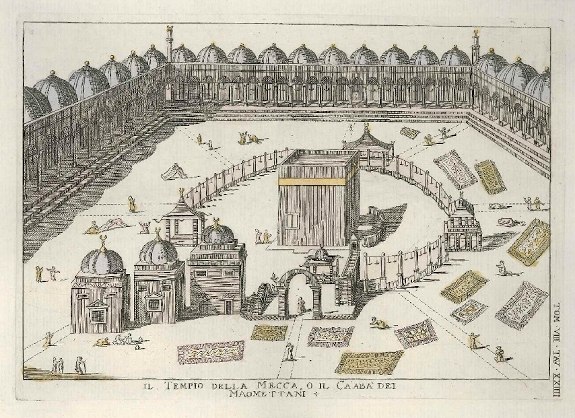 Gianfrancesco Pivati Figurative Print - Mecca Temple or the Ka'ba of Muhammadans - by G. Pivati - 1746-1751