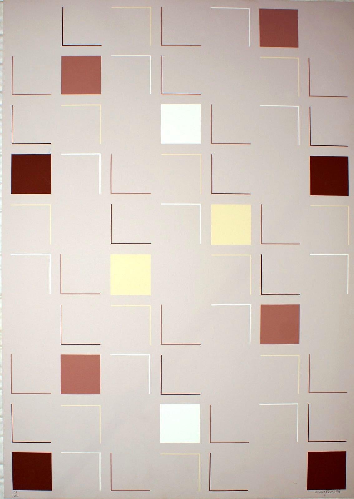 Aldo Mengolini Abstract Print - Square (Grey) - Screen Print by A. Mengolini - 1976