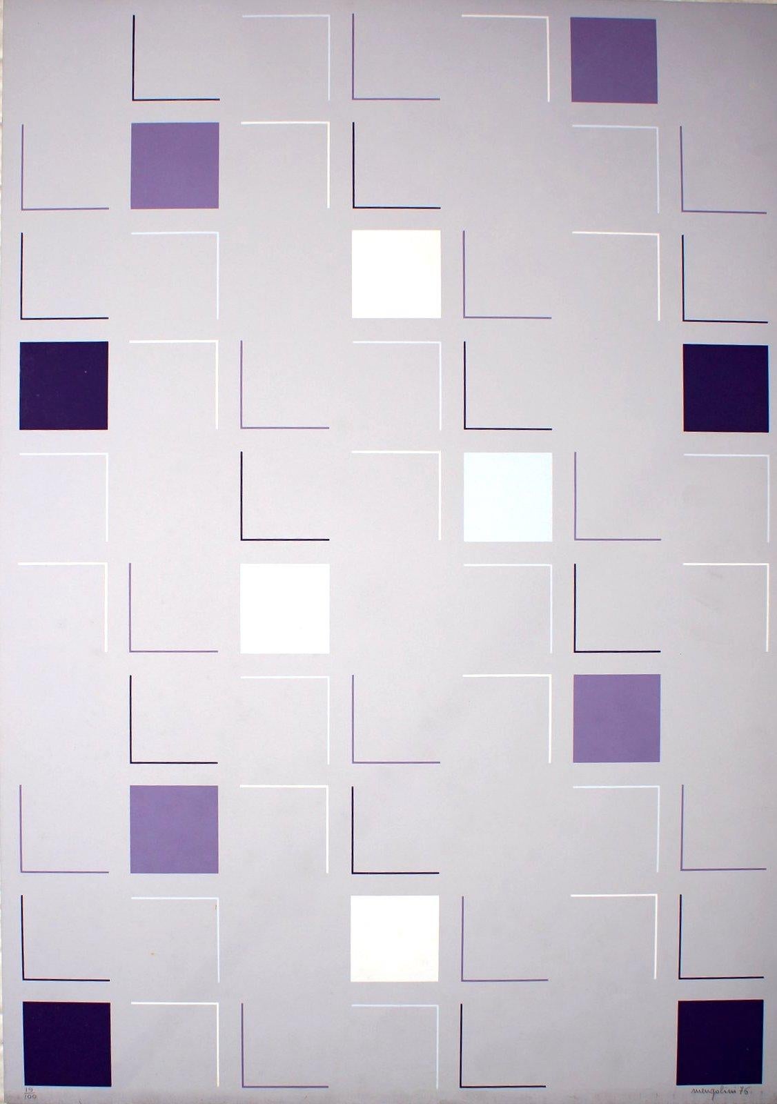 Aldo Mengolini Abstract Print - Square (White) - Screen Print by A. Mengolini - 1976