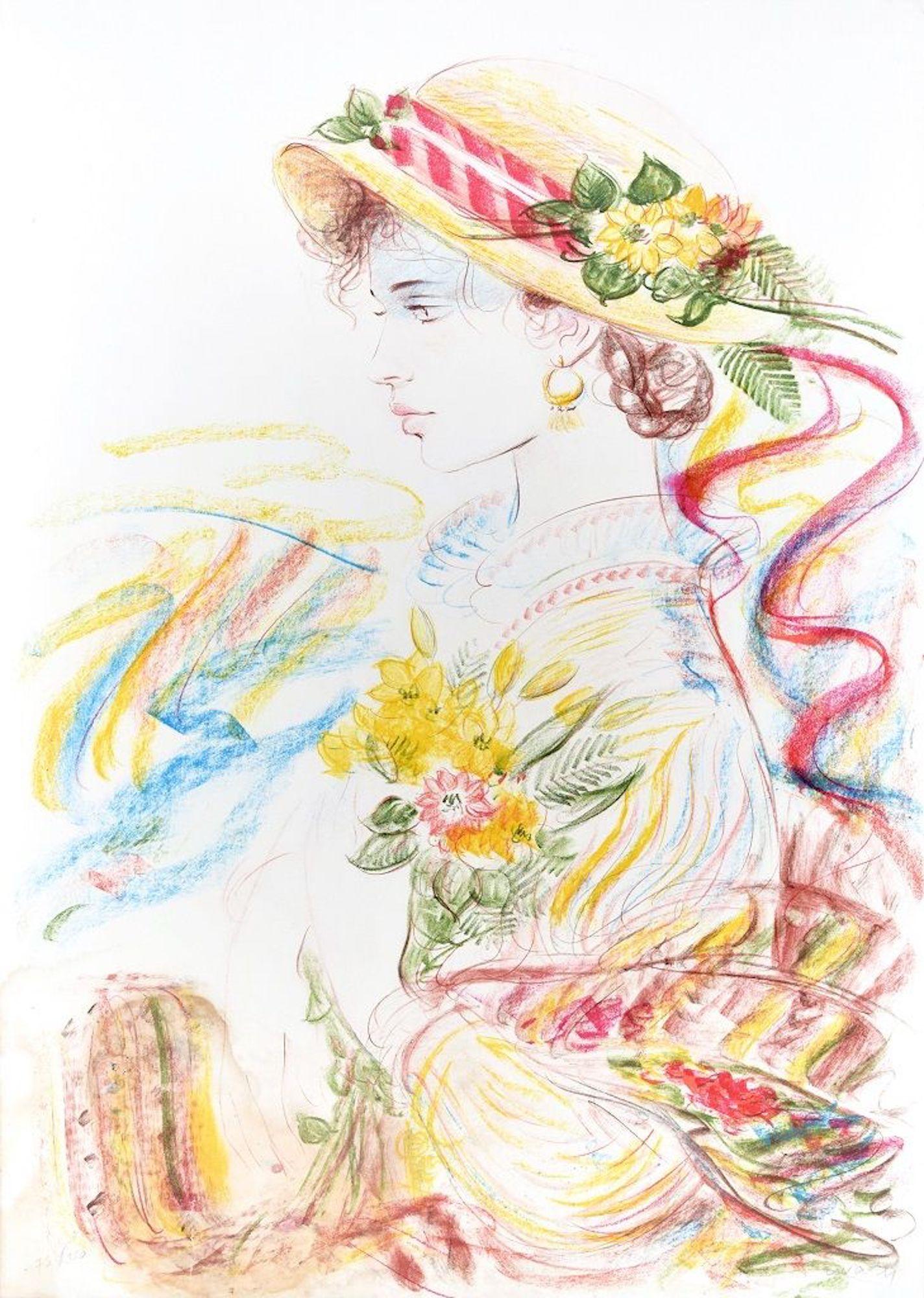 Romantic Woman è una litografia colorata su carta realizzata nel 1988 dall'artista jugoslavo Jovan Vulic (1951).

Questa opera d'arte contemporanea è firmata a mano e numerata a matita sul margine inferiore. Edizione di 150 stampe.

Raffigurando con