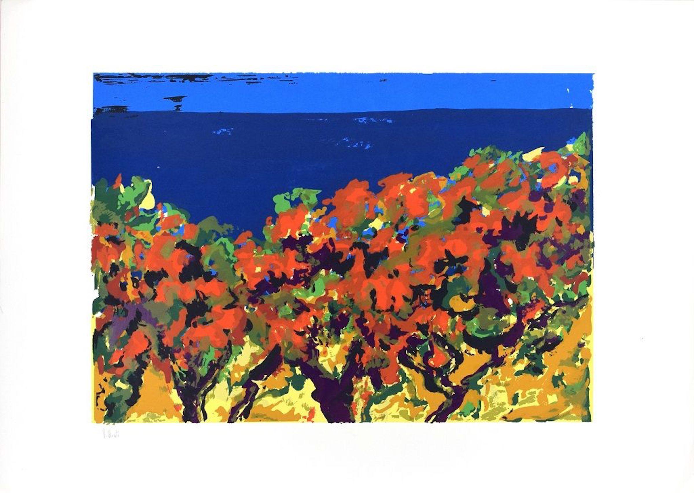 Landscape Print di Vincenzo Monti - Paesaggio -  Serigrafia di V. Monti - Anni '70